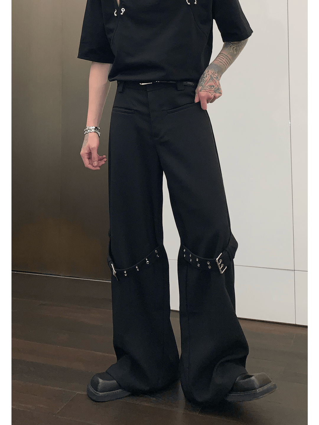 [CUIBUJU] strap design straight suit pants st1755