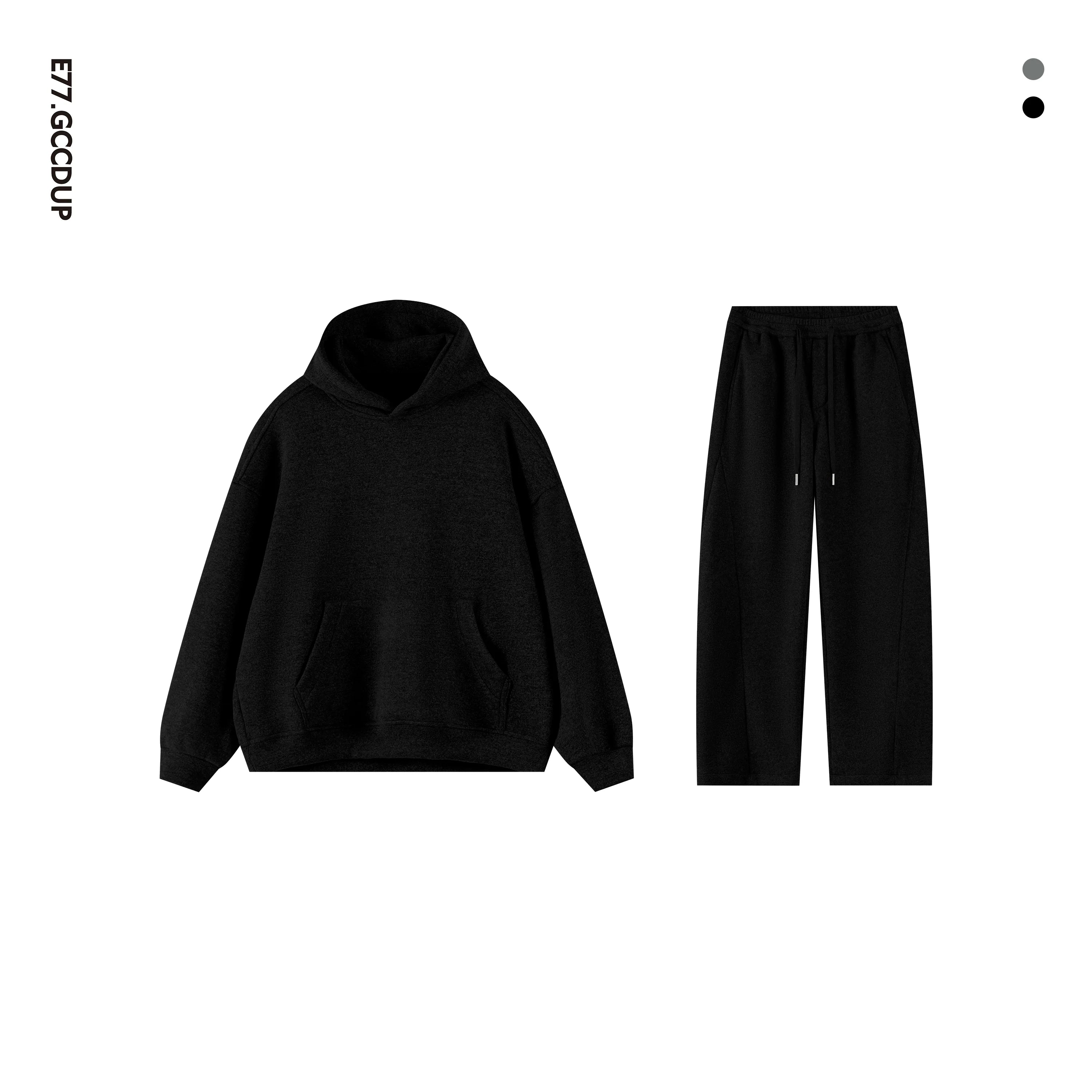 Kangaroo sweater heavy double stream spinning terry cloth stacked wear velvet kangaroo hooded sweater set