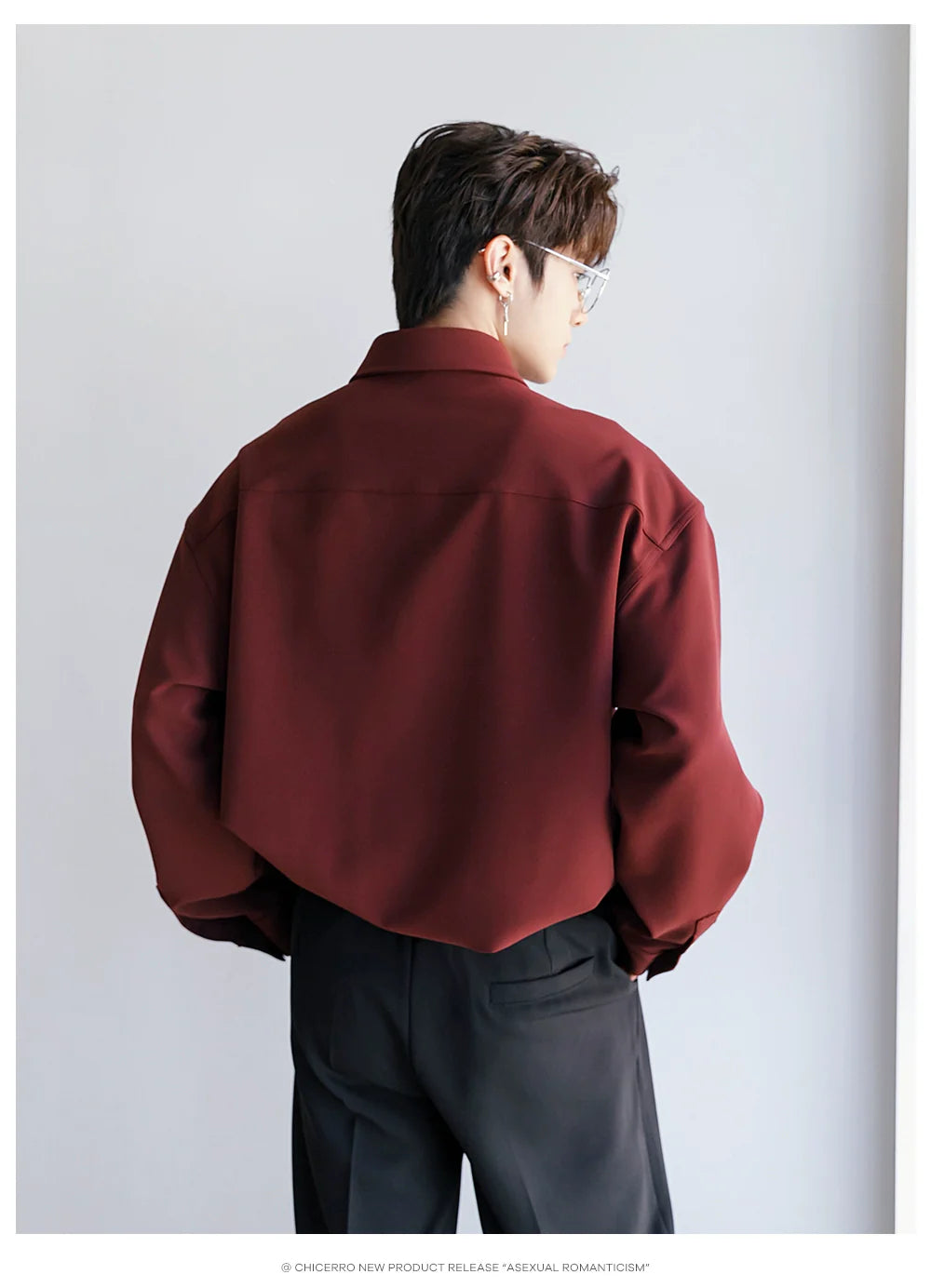 Men's Loose Casual Lapel Shirt Men's Solid Color Premium Tie Long Sleeve Shirt