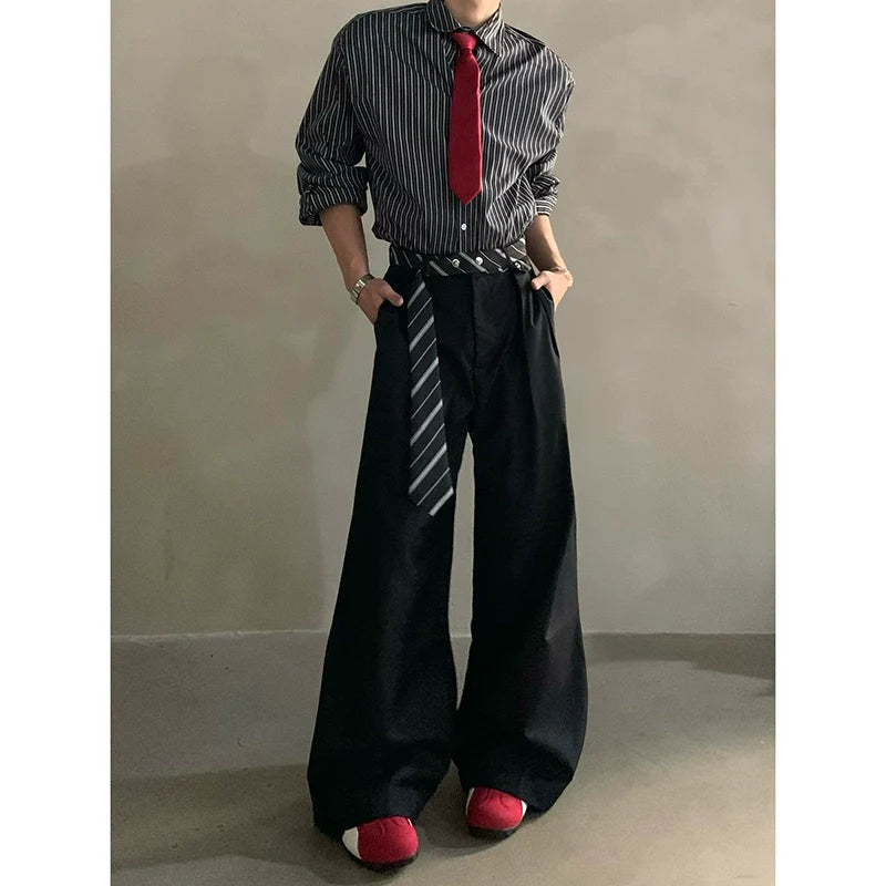 High-end niche scarf design scimitar casual pants men's non-ironing and drape casual pants tide