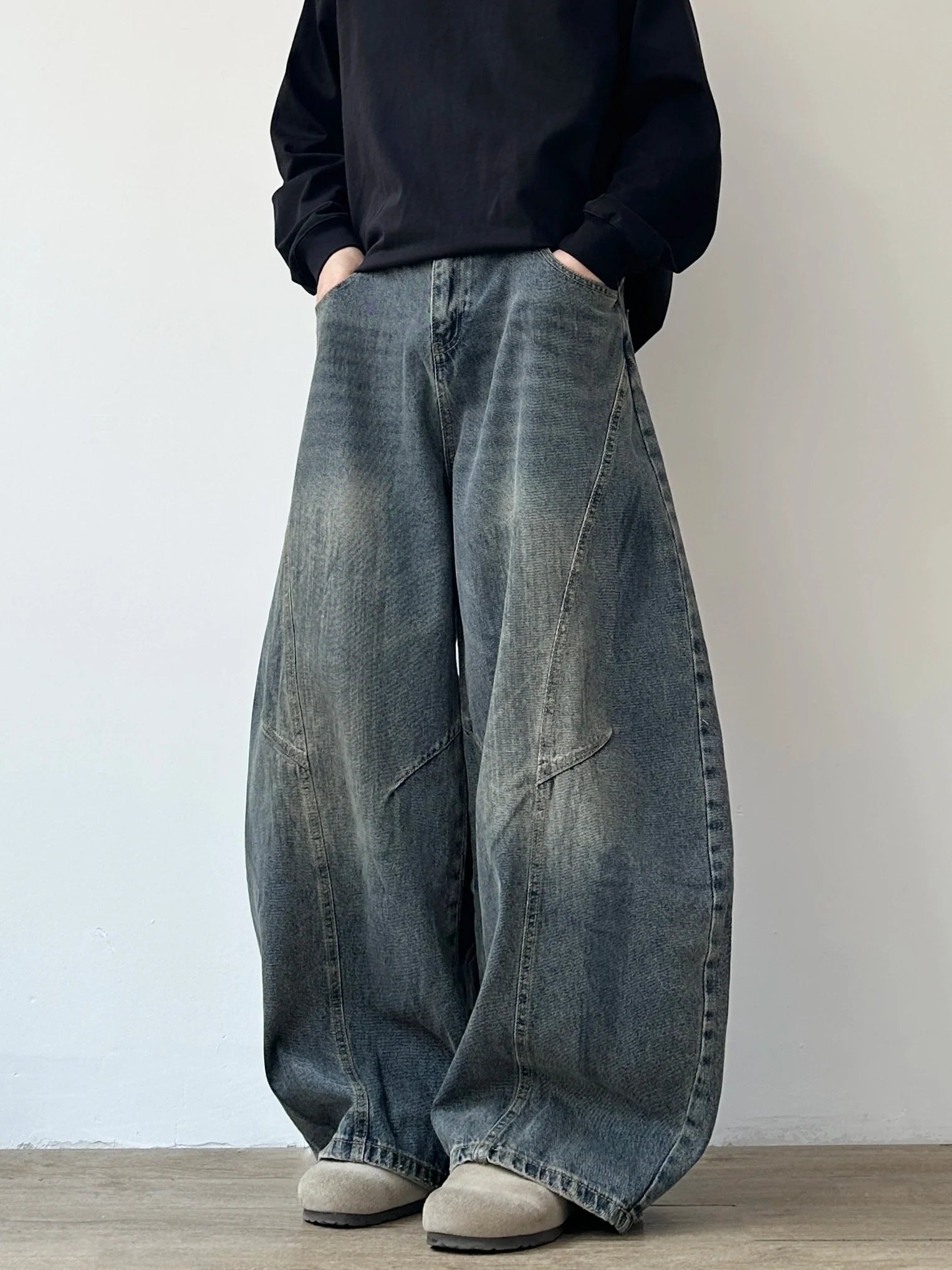 American retro scimitar pants wide-leg jeans SIN0919