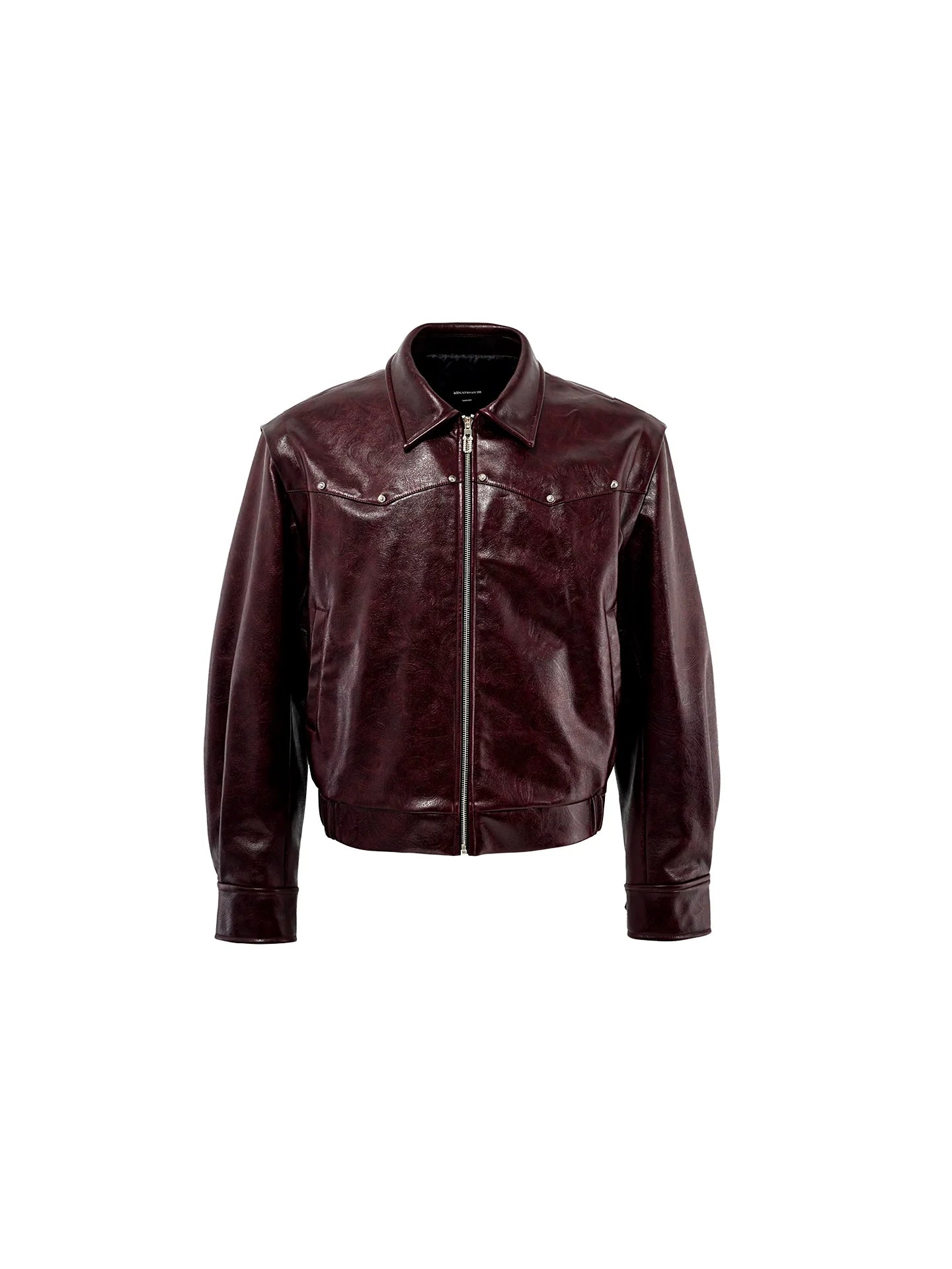 Court embossed silhouette PU leather short jacket men's lapel locomotive leather jacket autumn new