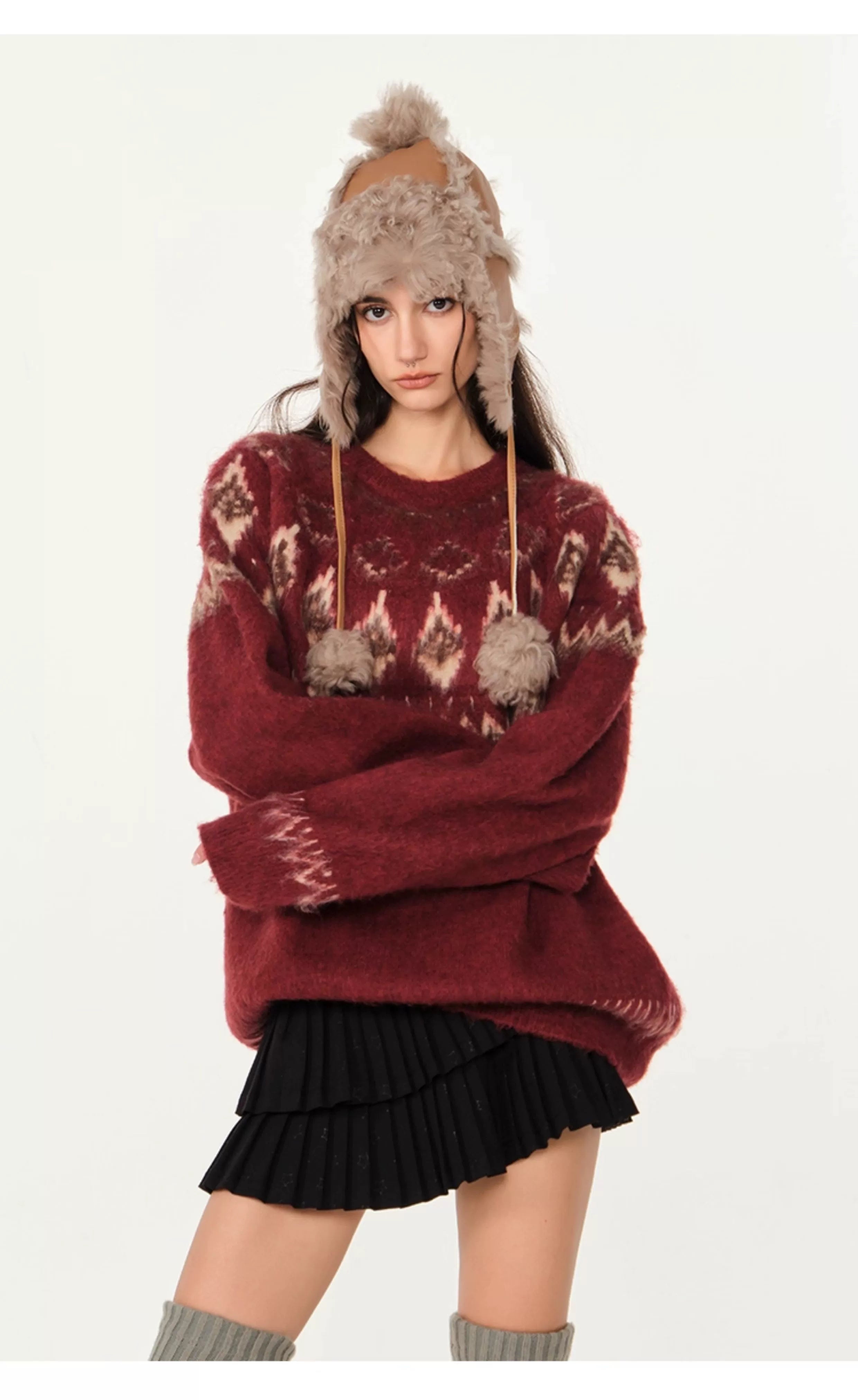 빈티지 자카드 스웨터 커플 스웨터 SIN0996 