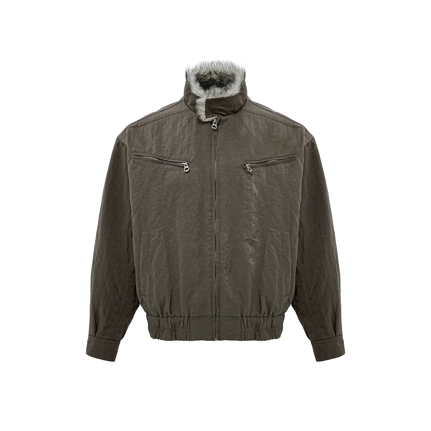 Vintage autumn and winter mountain carving jacket, imitation wolf hair Harrington deconstructed cotton coat for men and women