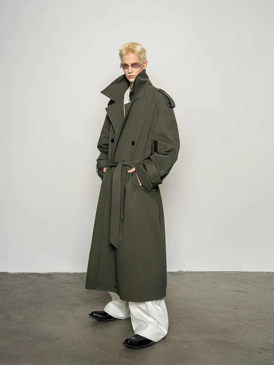Premium slack large silhouette long trench coat men's classic casual loose coat coat