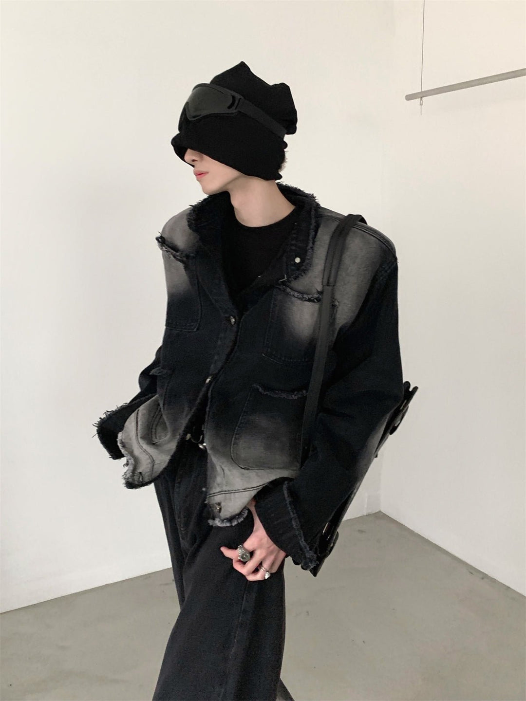 [AutumnWind] shoulder pad denim jacket st1962