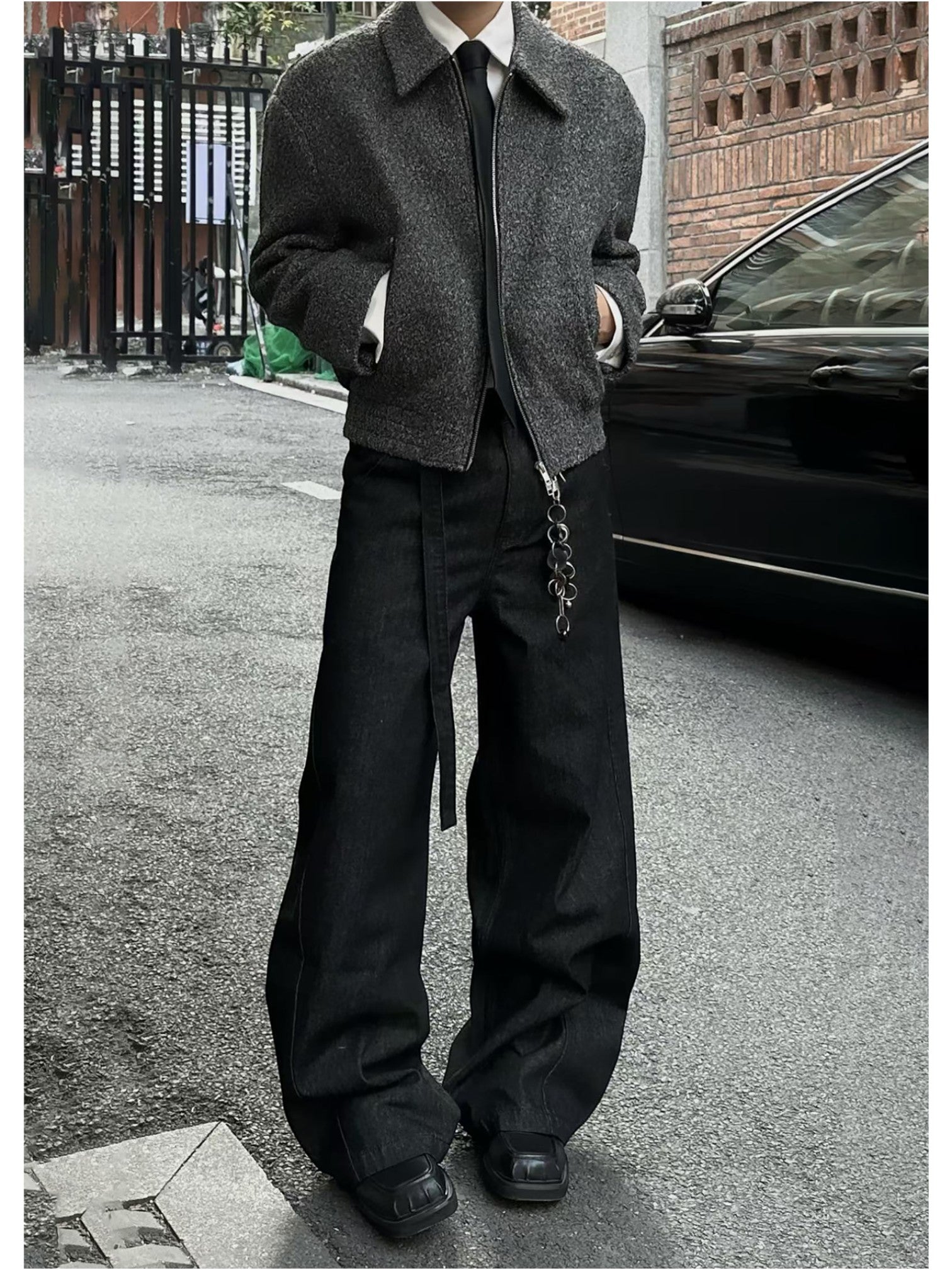 [SINONOME] DRAWSTRING A-CUT HEAVY JEANS st5021