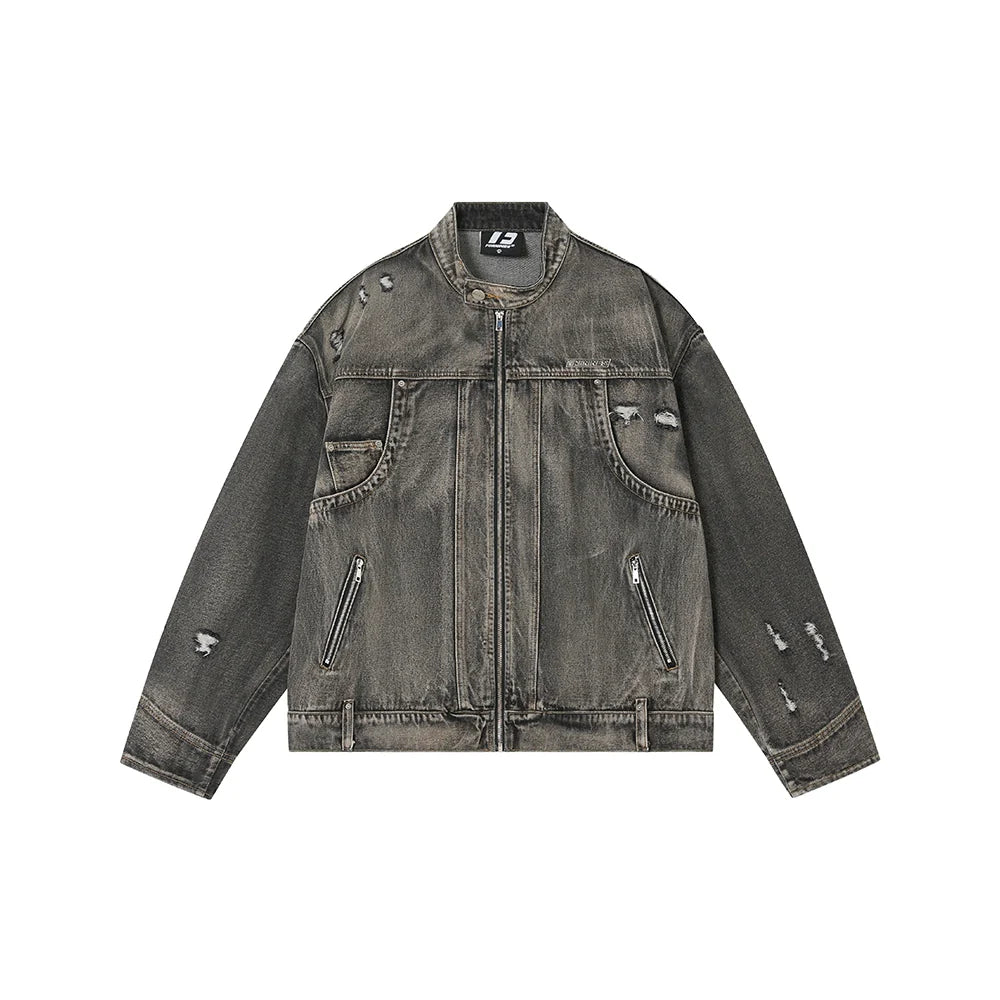 American high street cleanfit flip-flop denim jacket SIN0990