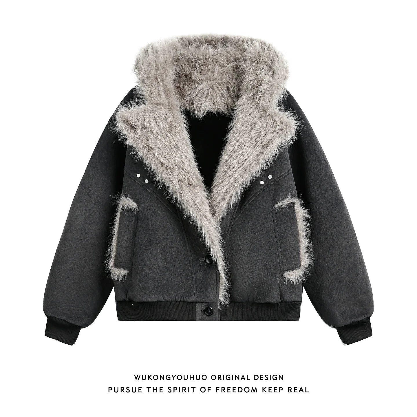 Winter American mountain carving deconstruction design warm cotton clothes men's tide brand couple thickened cotton clothes jacket