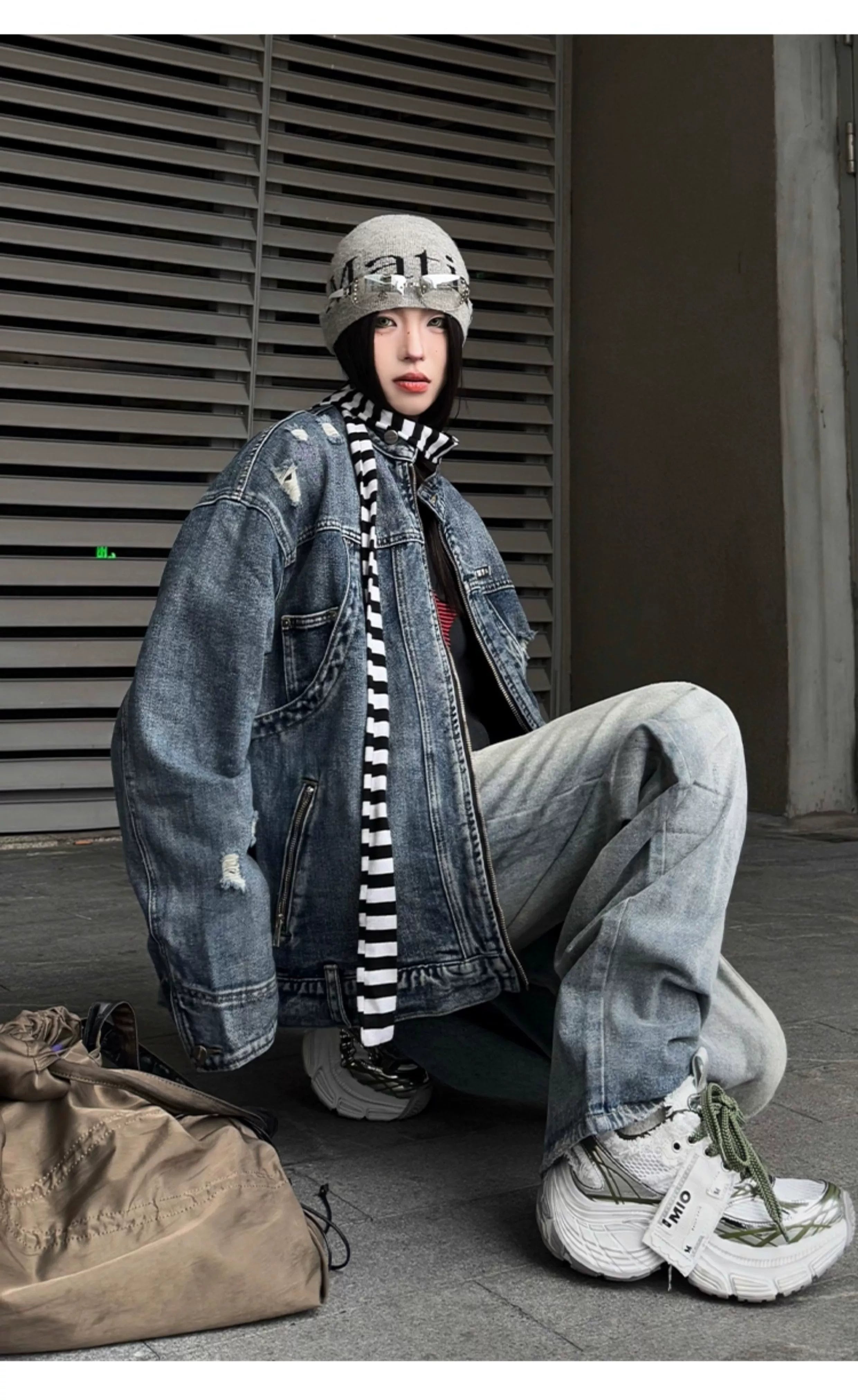 American high street cleanfit flip-flop denim jacket SIN0990