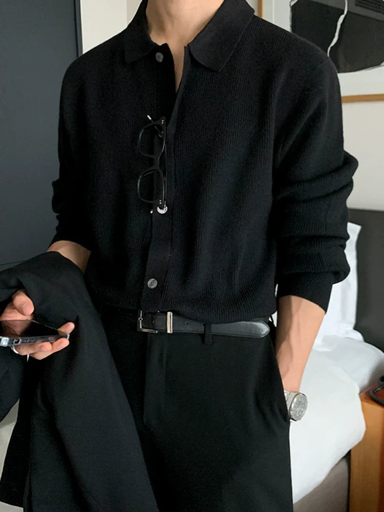 Cardigan Sweater Men's Spring and Autumn Korean Loose Trend Light Ripe Wind Outer Wear Long Sleeve Knitted Polo Shirt