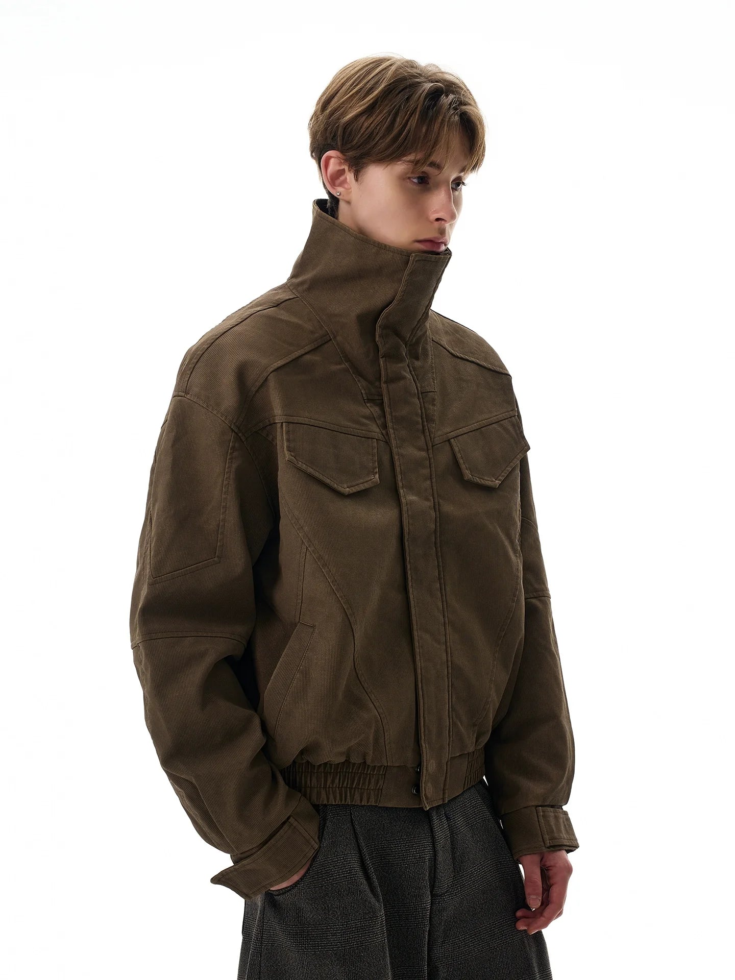 Vintage cleanfit deconstructed cut turtleneck jacket SIN0966