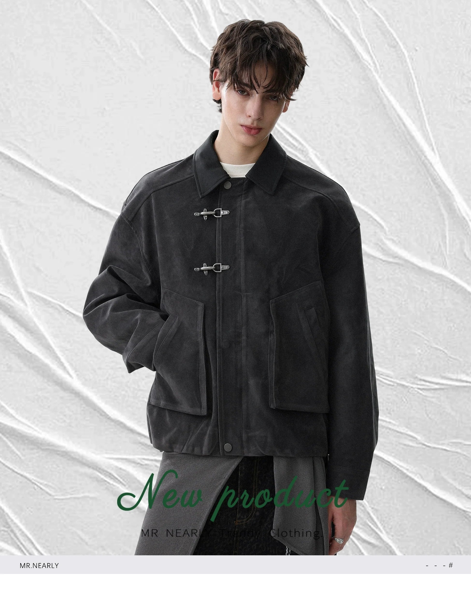 American retro cashmere short lapel autumn coat men's high-end trendy brand ruffian handsome suede jacket