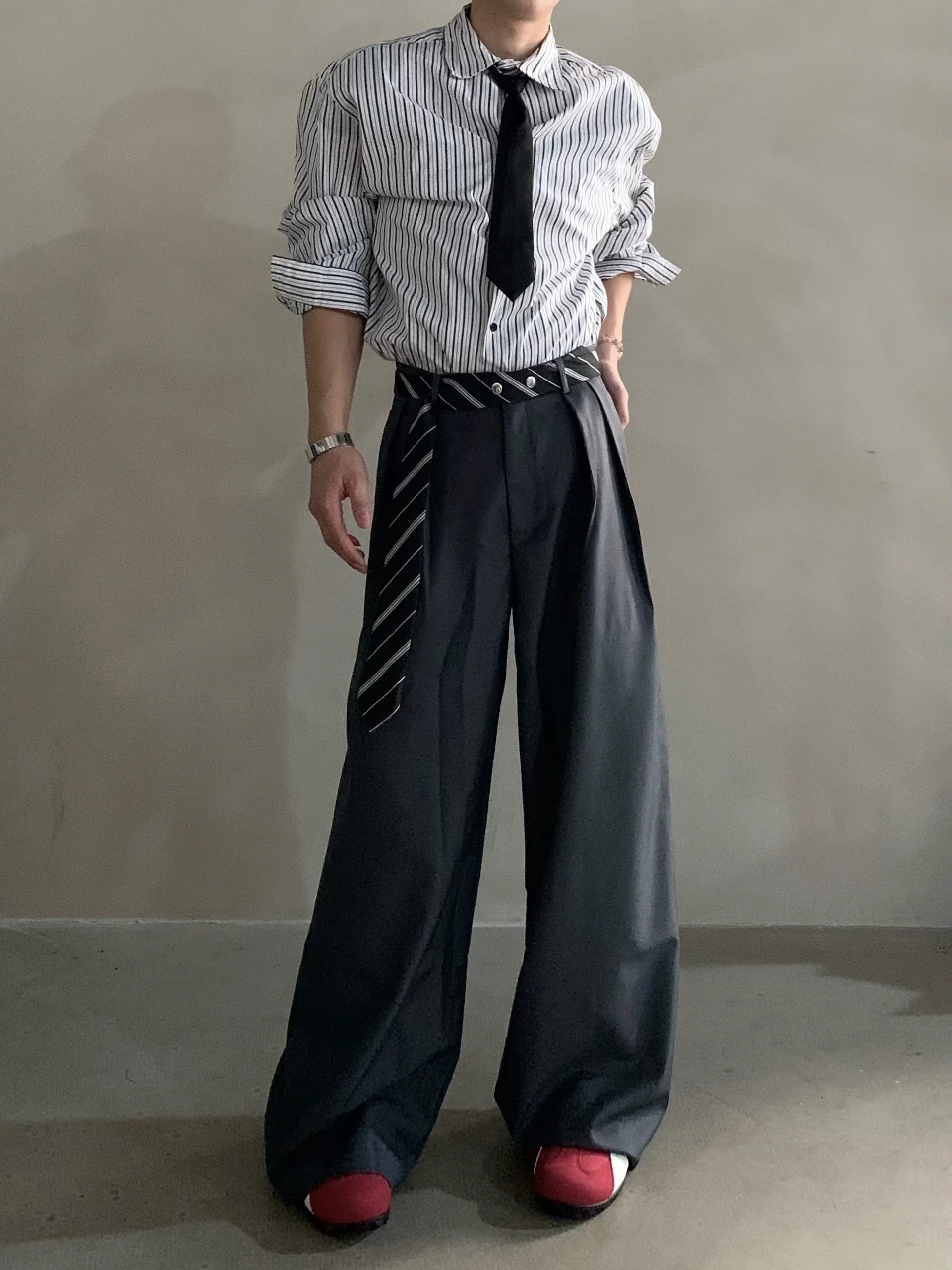 High-end niche scarf design scimitar casual pants men's non-ironing and drape casual pants tide