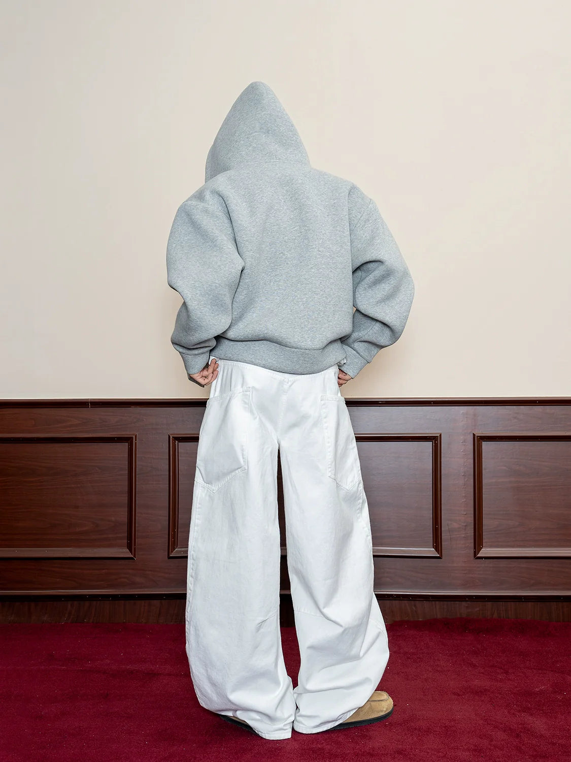 Handmade braided rope solid color hooded American casual sweater men's spring 500g heavy loose cardigan jacket