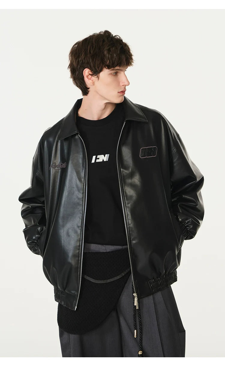 American cleanfit embossed double zipper biker jacket SIN0989