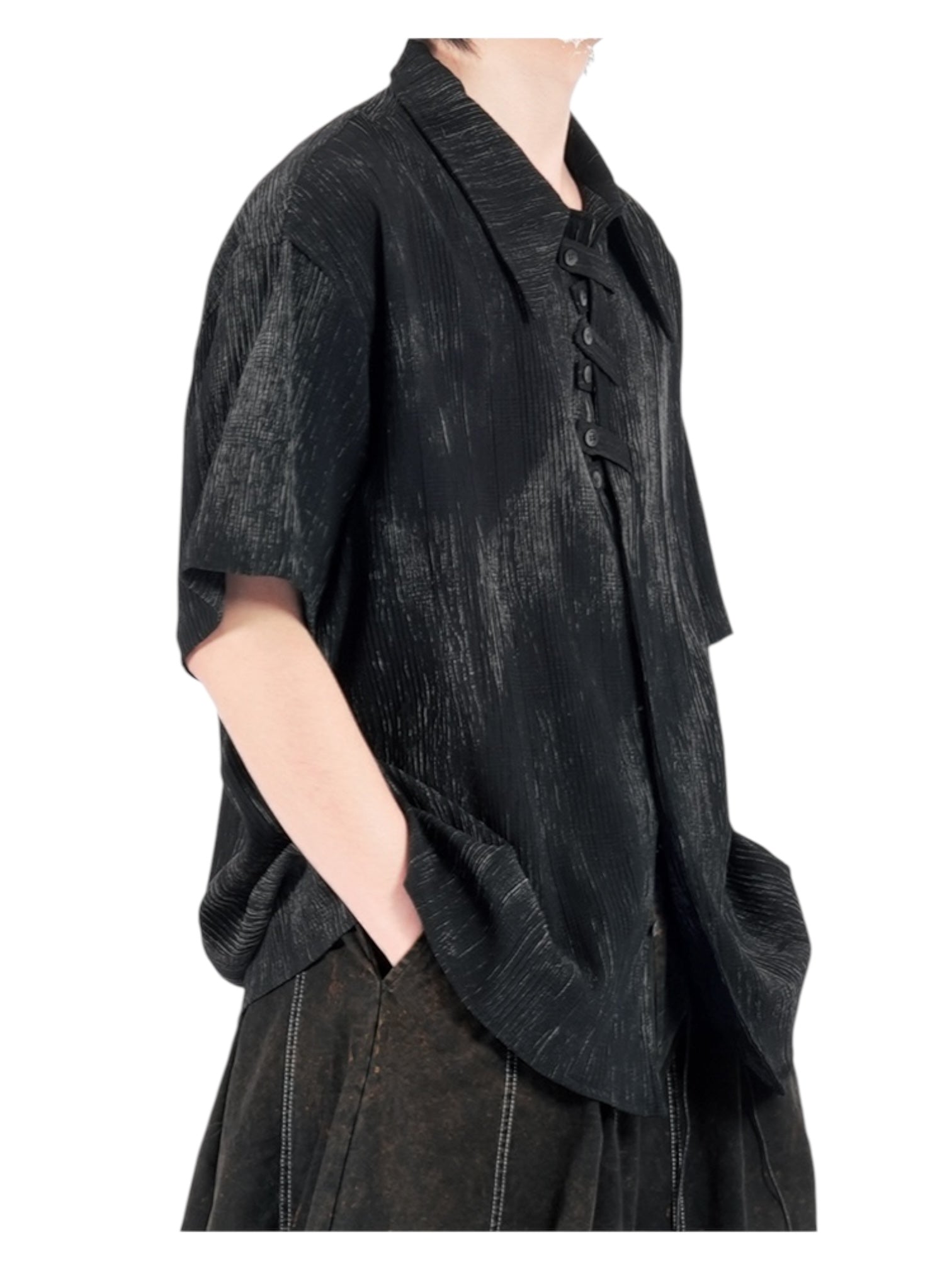 [NO SENSE] DRAPE TEXTURE COLLAR SHIRT st5019