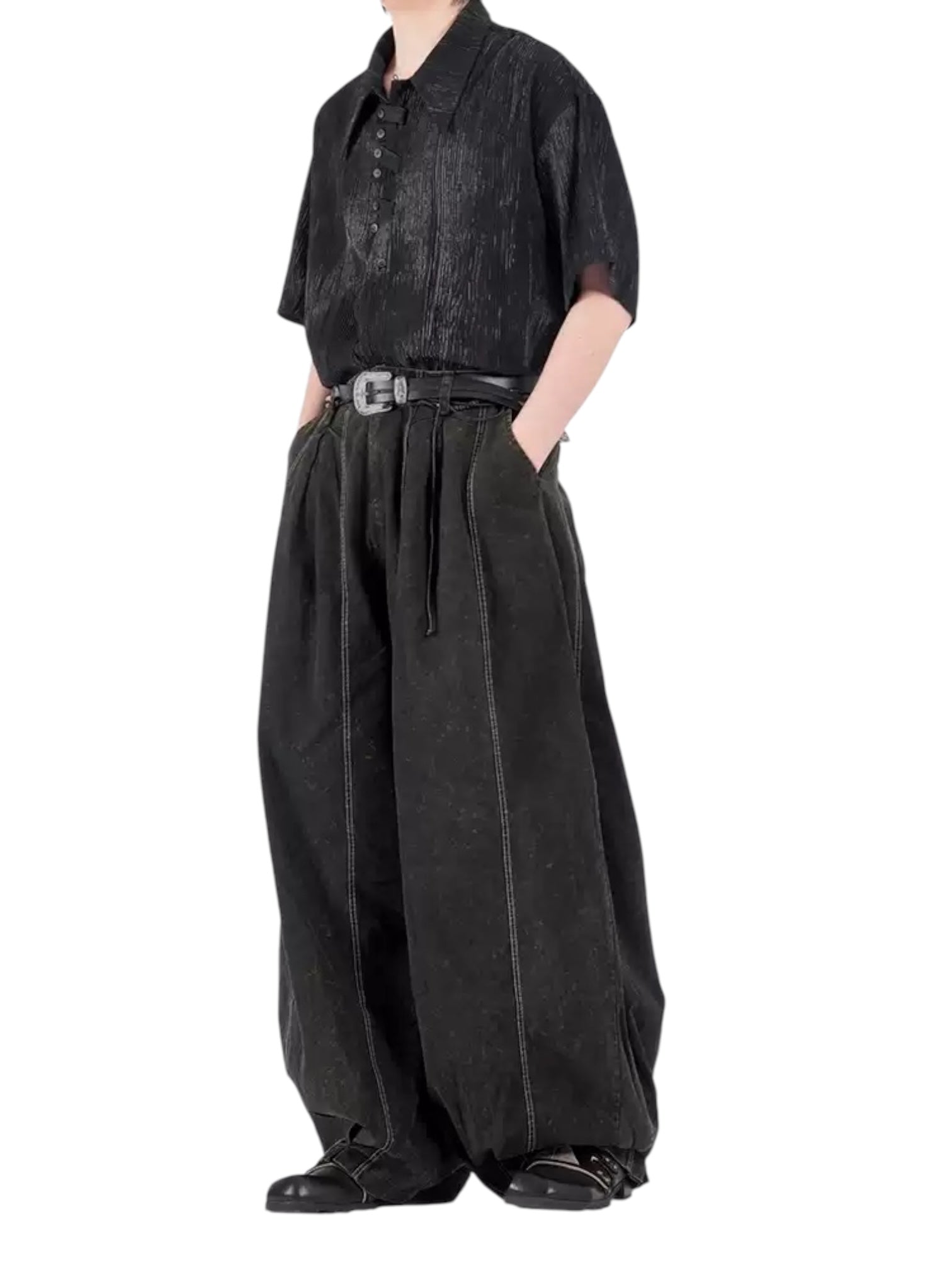 [무의미] 드레이프 질감 칼라 셔츠 st5019