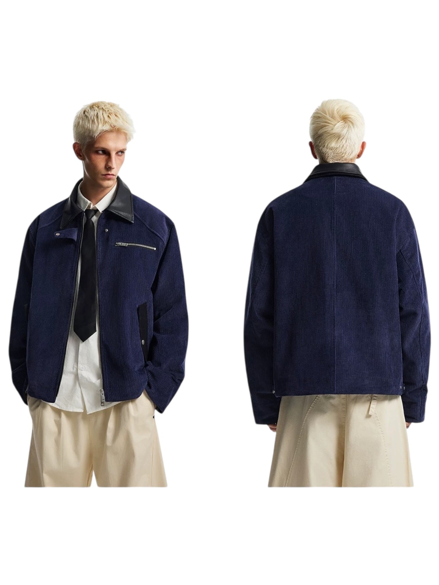 [OV] CORDUROY LEATHER-COLLAR JACKET st5050