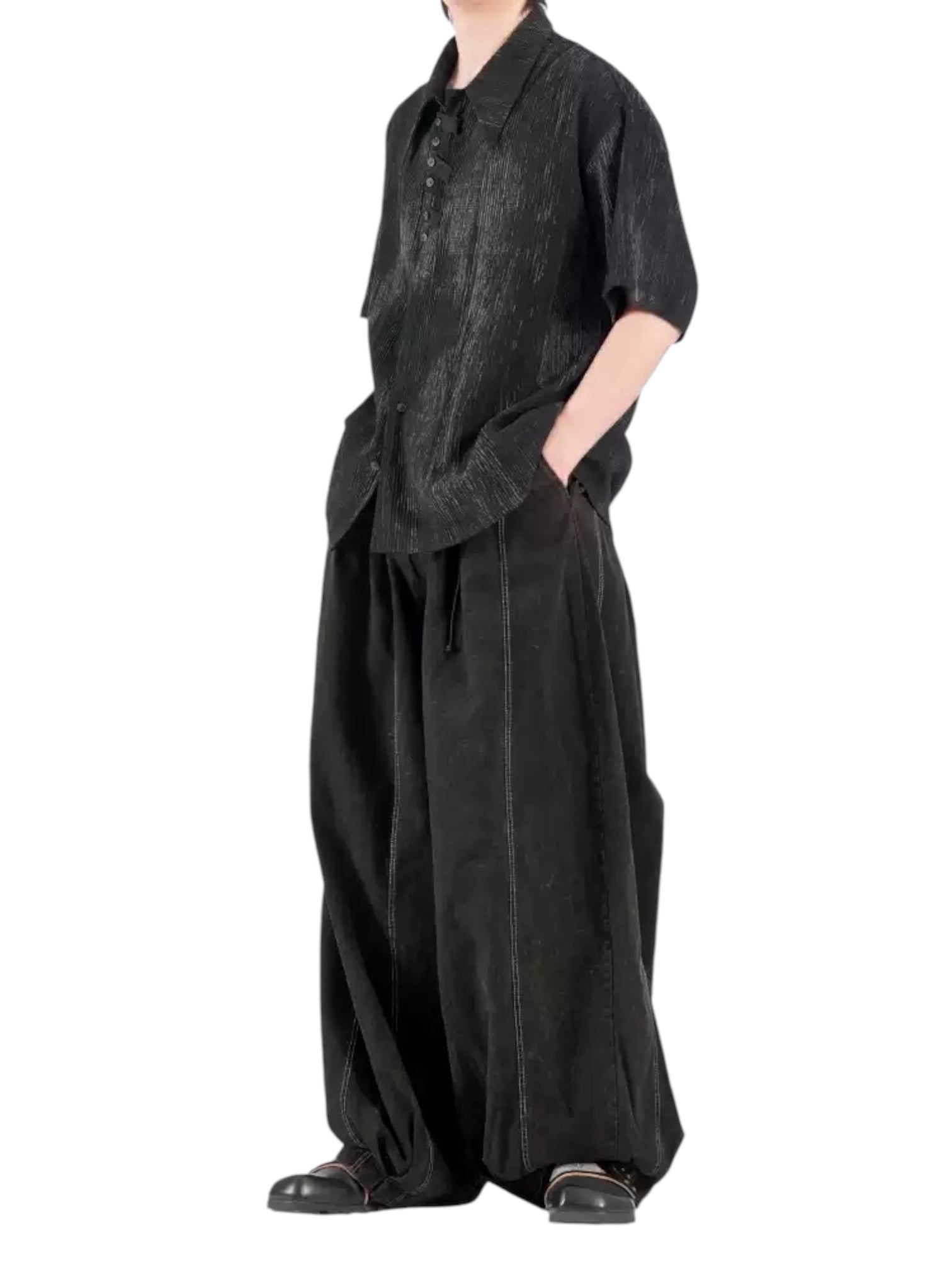 [무의미] 드레이프 질감 칼라 셔츠 st5019