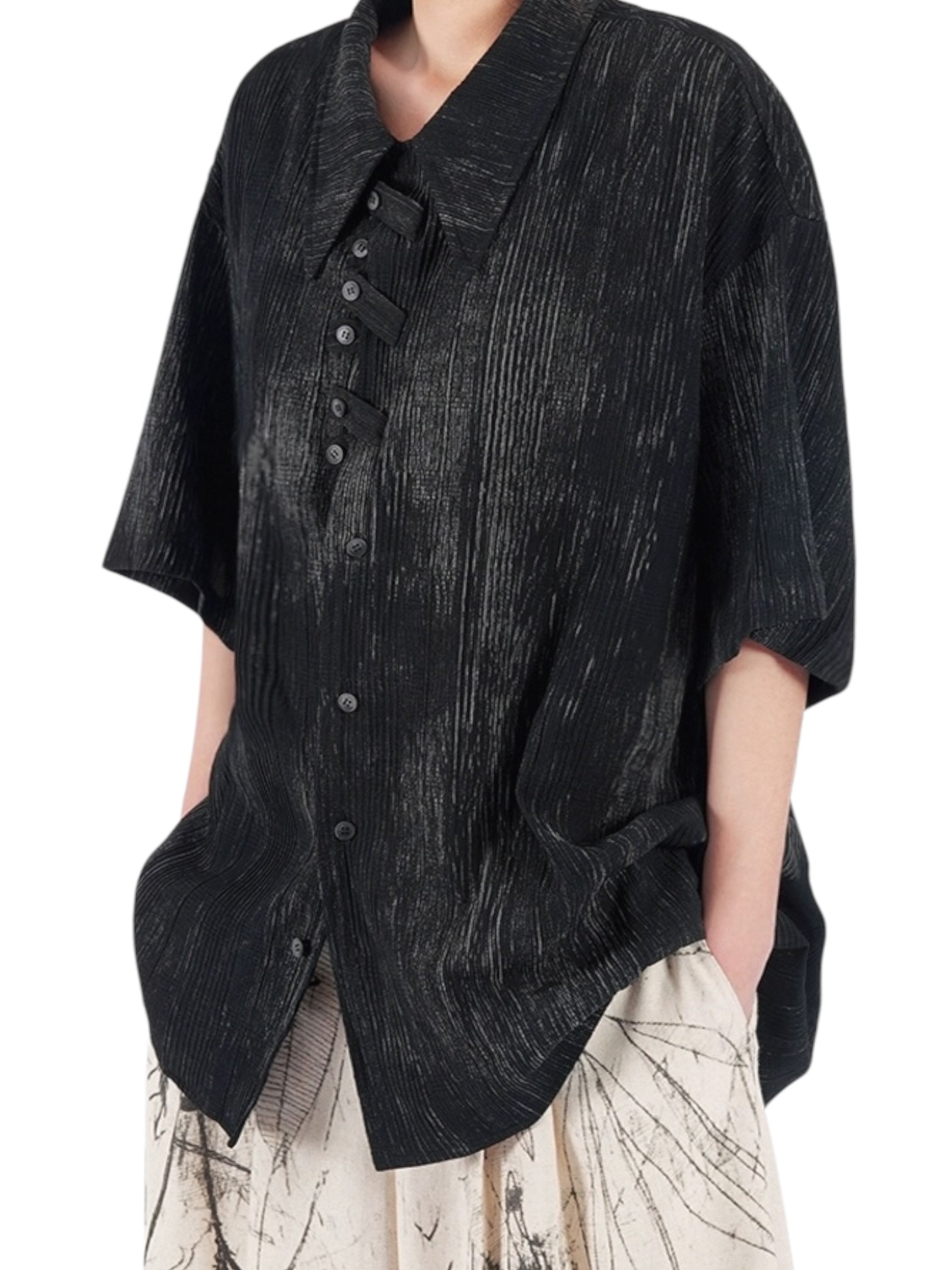 [무의미] 드레이프 질감 칼라 셔츠 st5019