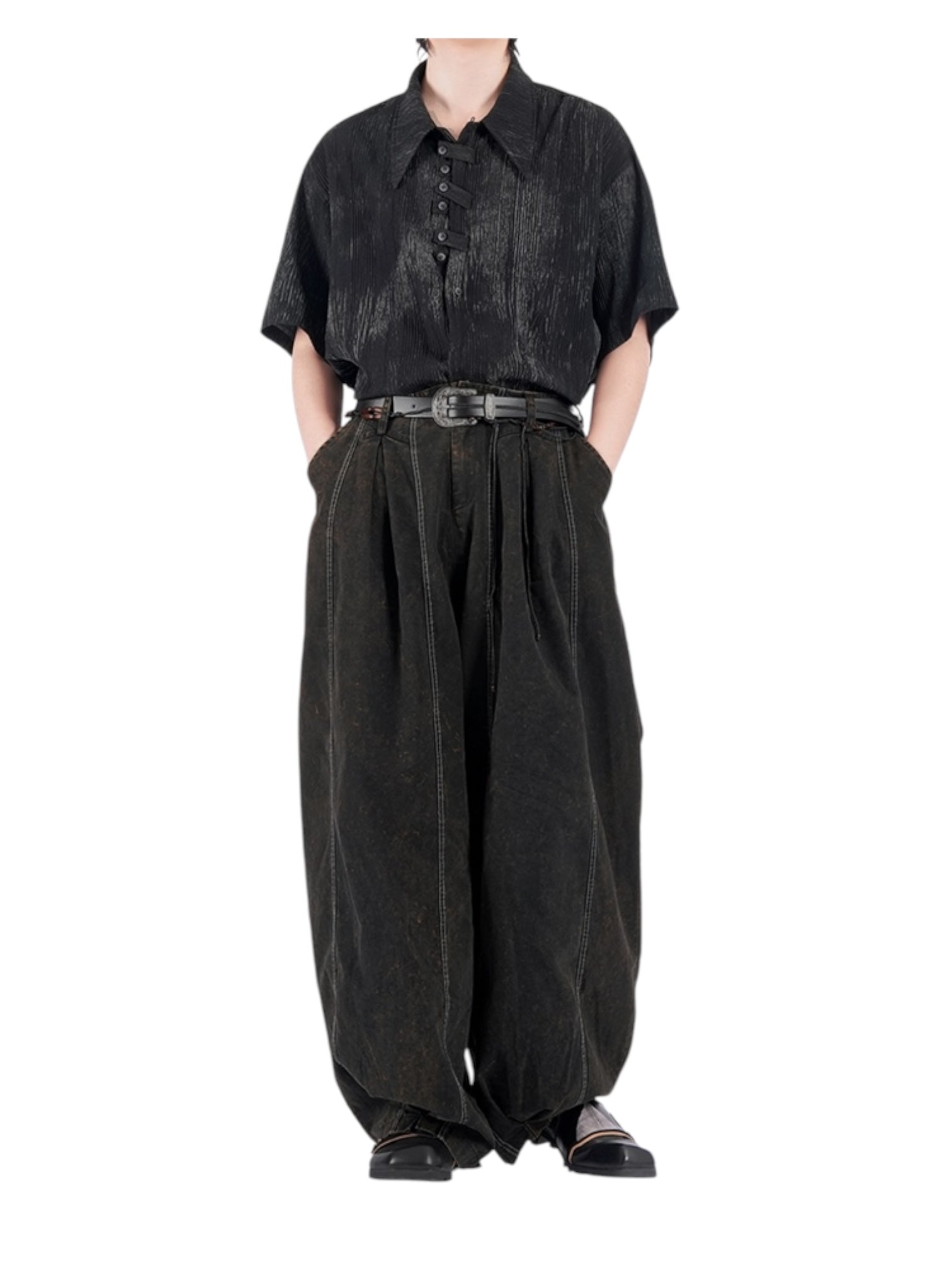 [무의미] 드레이프 질감 칼라 셔츠 st5019