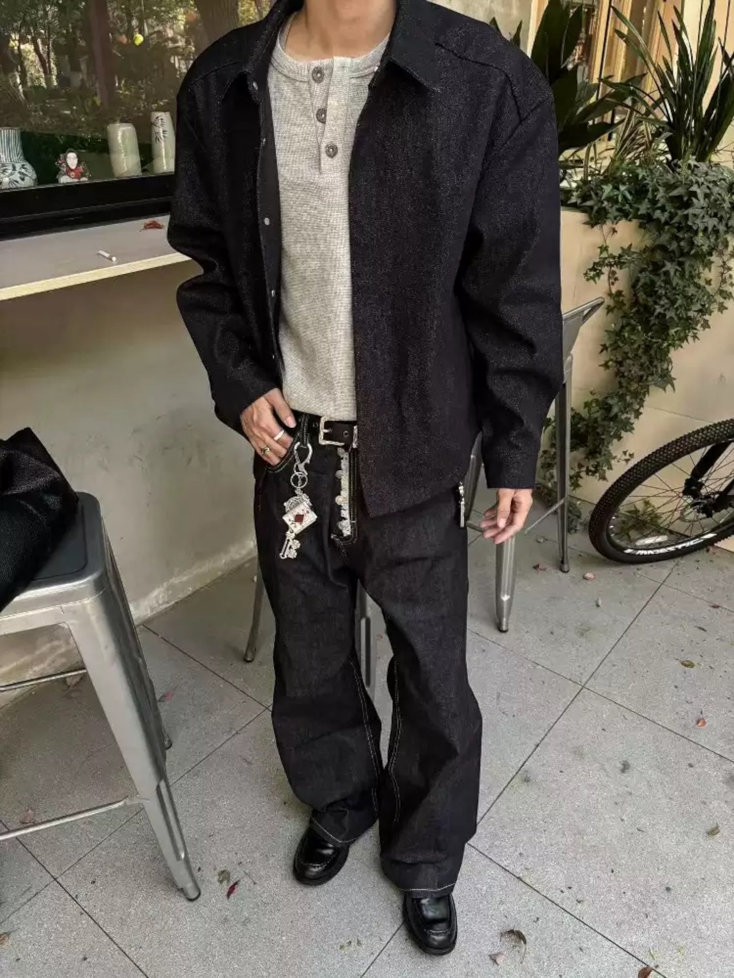 [DECEYE] DISTRESSED A-CUT DENIM JEANS st5020