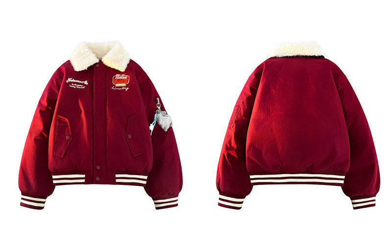 OVERSIZED BOMBER JACKET WITH FUR COLLAR EHW5040