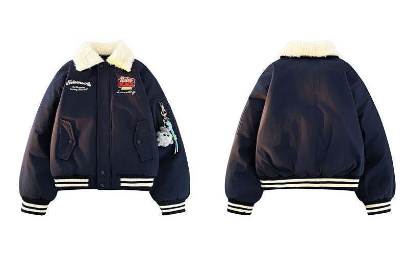 OVERSIZED BOMBER JACKET WITH FUR COLLAR EHW5040