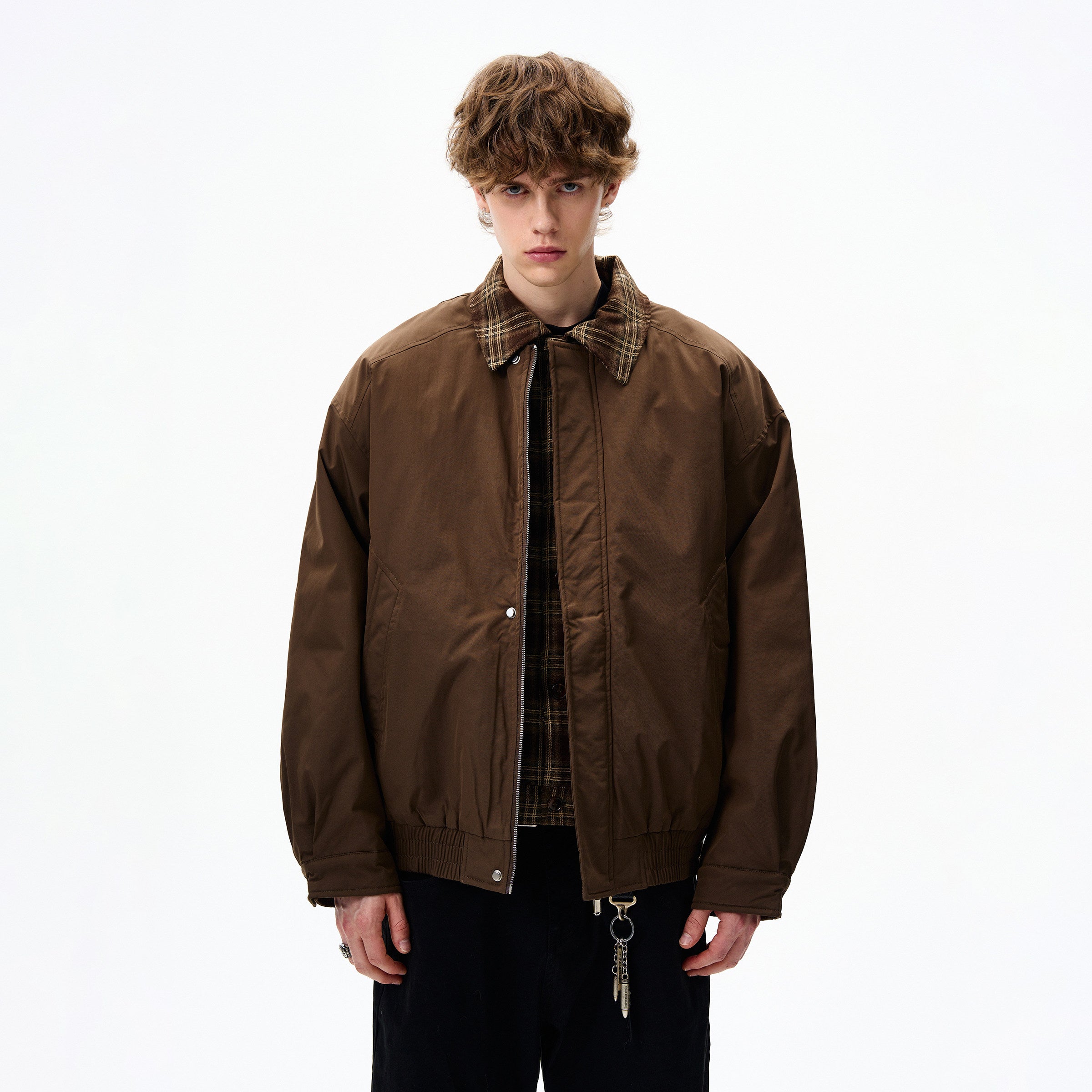 PLAID FAKE TWO-PIECE JACKET EHW5047