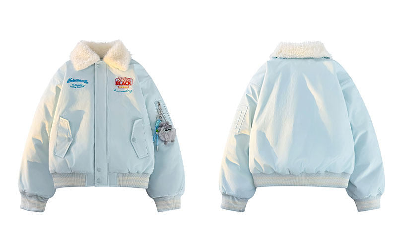 OVERSIZED BOMBER JACKET WITH FUR COLLAR EHW5040