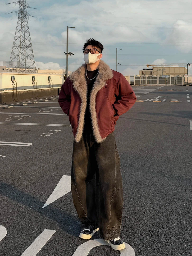 인조 스웨이드 퍼 트리밍 패딩 재킷 EHW5005 