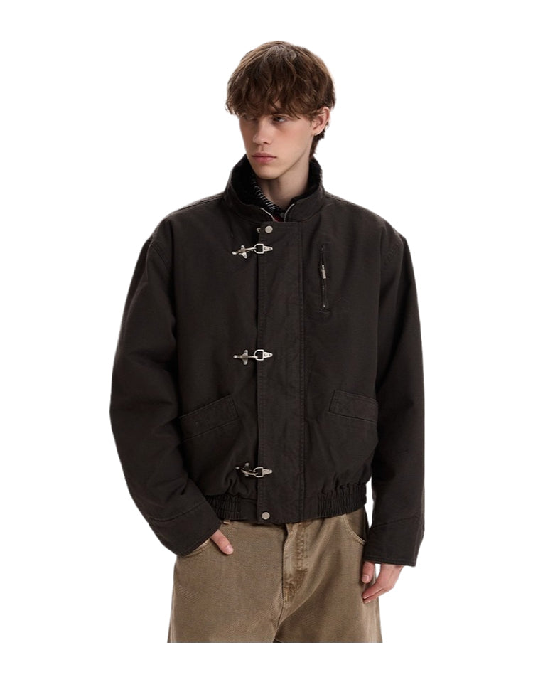 Vintage old money wind stand-up collar flight jacket cotton clothes SIN0969