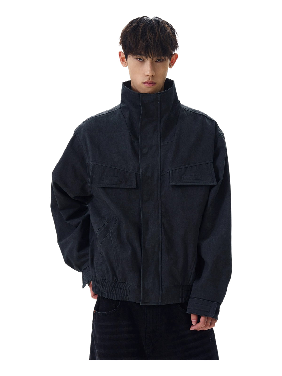 Vintage old cleanfit deconstruction stand-up collar jacket trendy short tooling jacket SIN0972