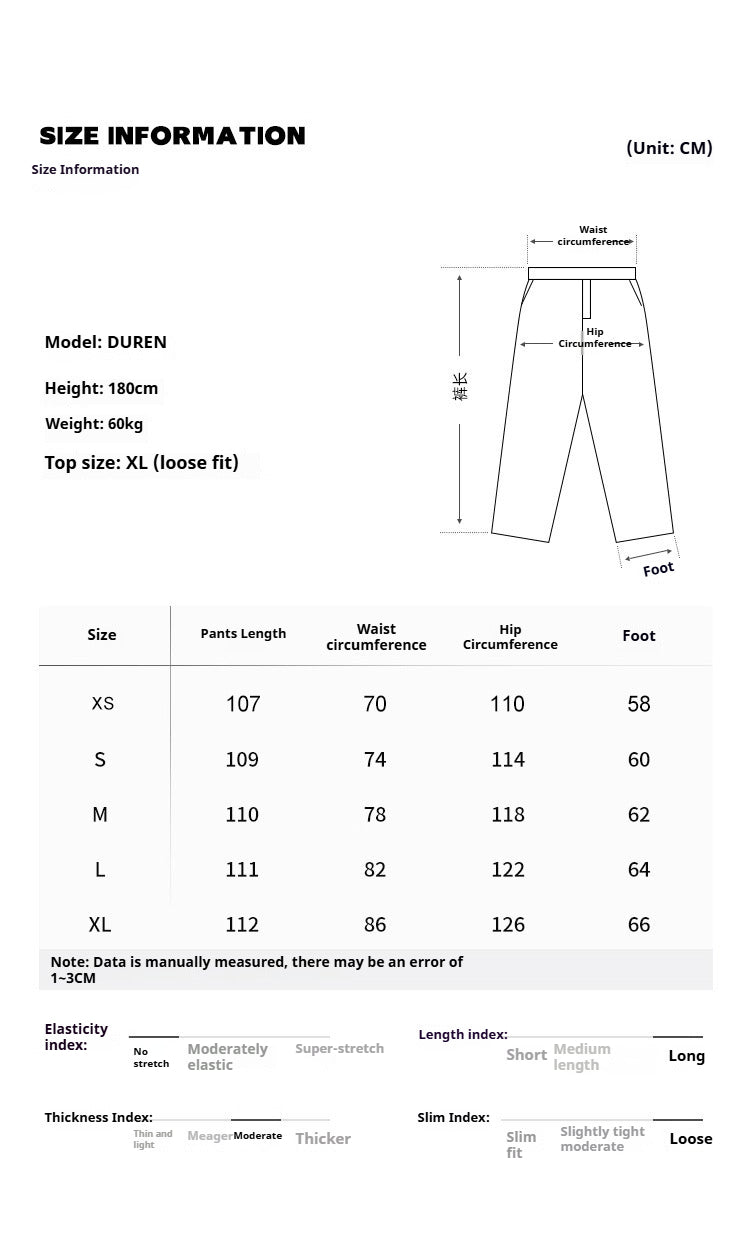 레트로 스트릿 스타일의 워싱 처리된 주름진 청바지, 남성용 봄/가을 활용도 높은 면 소재 와이드 팬츠