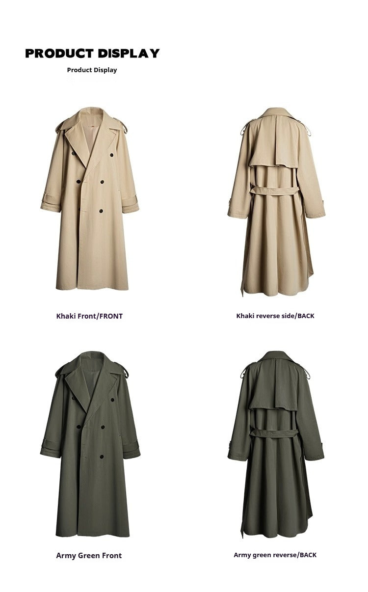 Premium slack large silhouette long trench coat men's classic casual loose coat coat