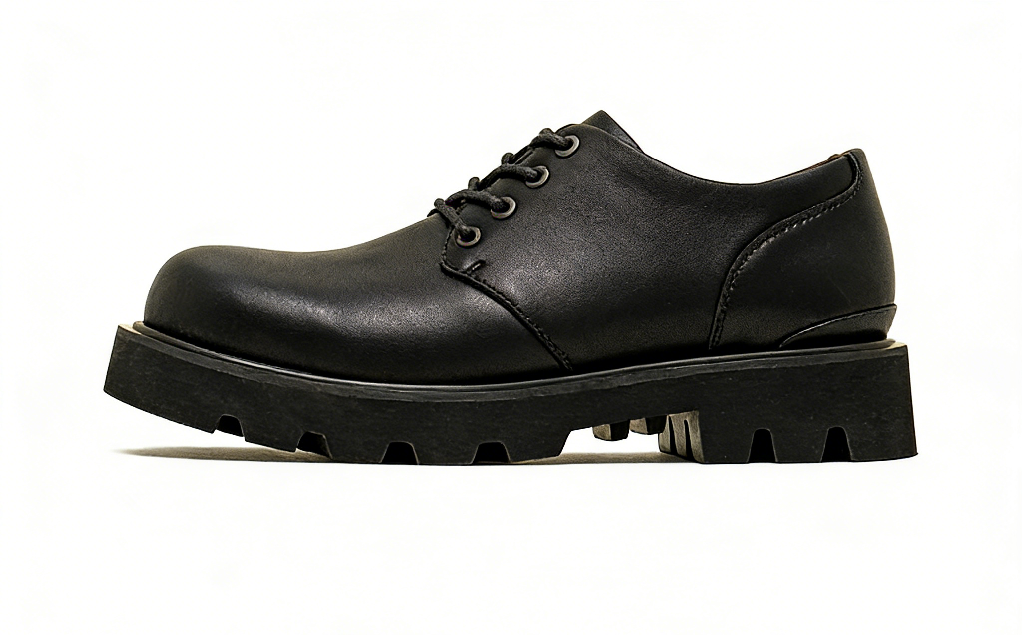 TOP-GRAIN LEATHER ROUND TOE PLATFORM DERBY SHOES EHX6001