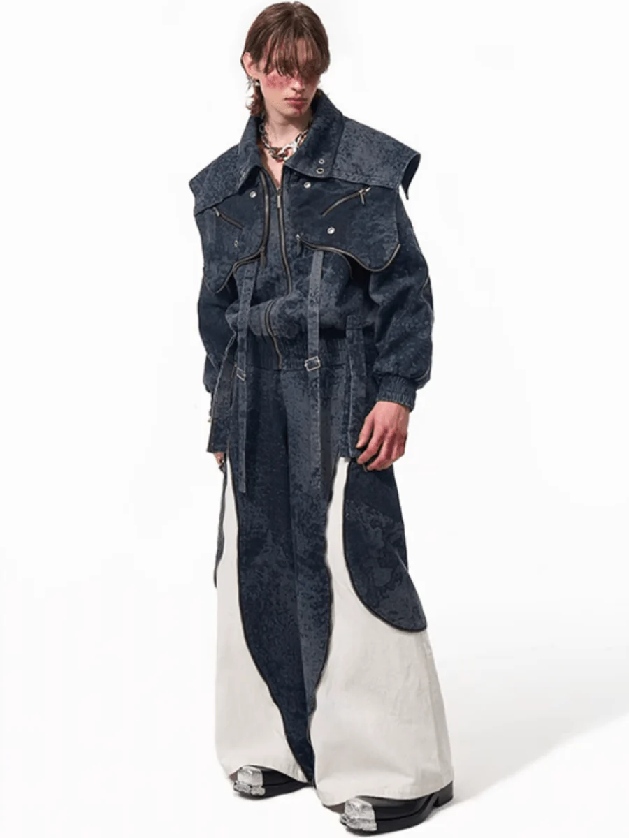 [STARTEXCEEDEND] Zipper structure splicing Jacket + Bottoms st1878