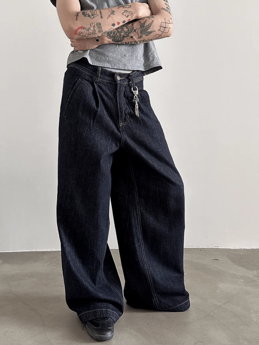 [GENESISBOY] 100% Cotton Wash Wide Leg Jeans st1840