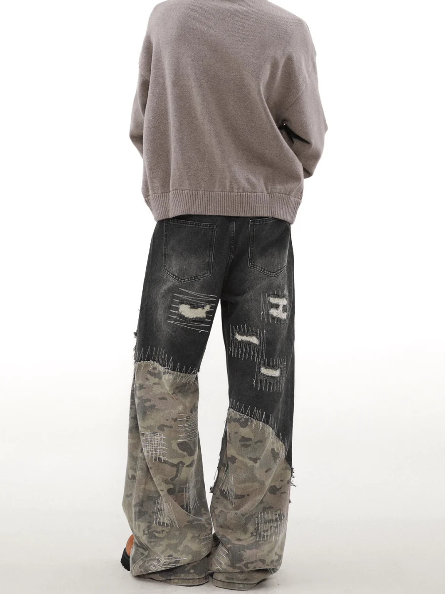 [MRNEARLY] camouflage loose straight jeans st1848