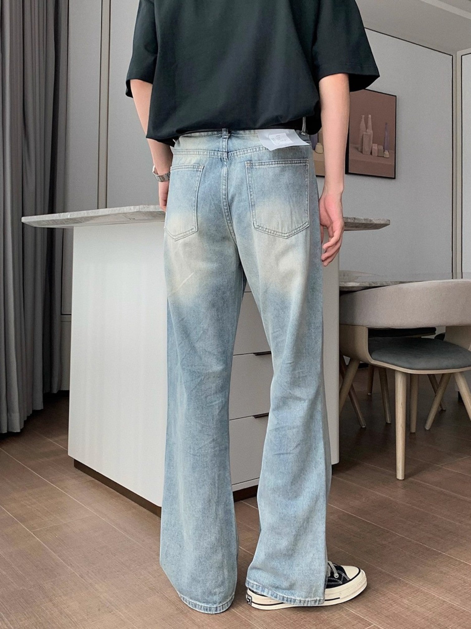 [Hualun] VINTAGE FLARE DRAPE JEANS st5036