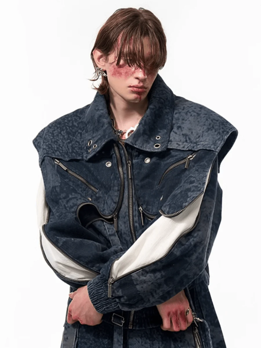 [STARTEXCEEDEND] Zipper structure splicing Jacket + Bottoms st1878