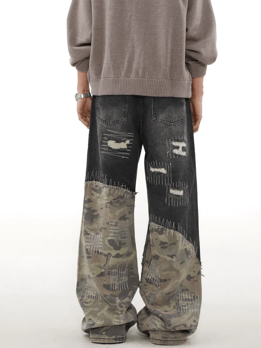 [MRNEARLY] camouflage loose straight jeans st1848