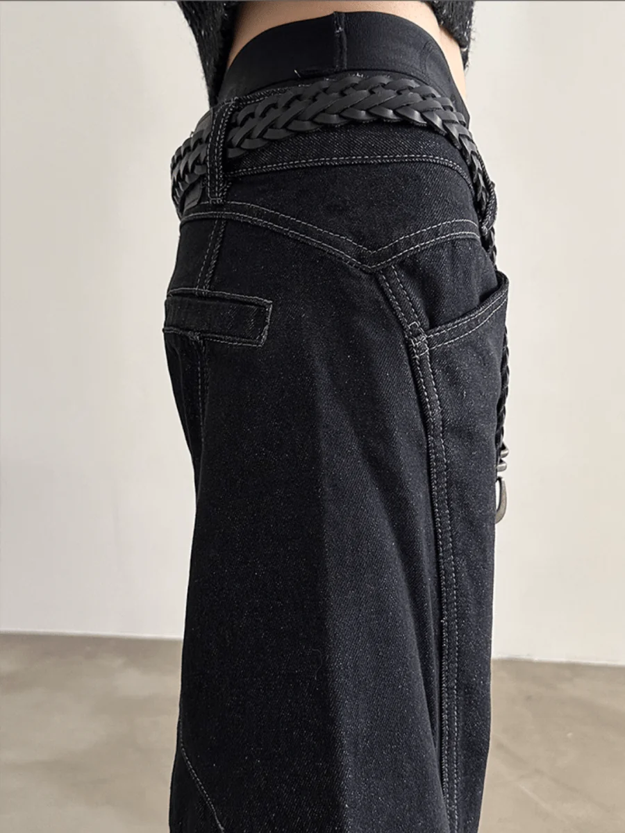 [VERY FEWEST ]Black Washed Jeans st1838
