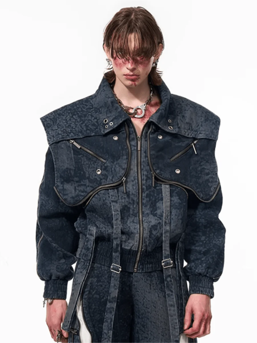 [STARTEXCEEDEND] Zipper structure splicing Jacket + Bottoms st1878