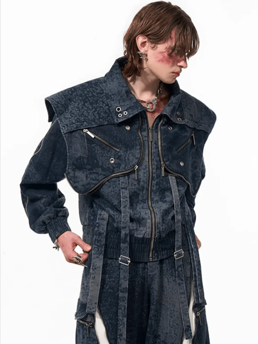 [STARTEXCEEDEND] Zipper structure splicing Jacket + Bottoms st1878