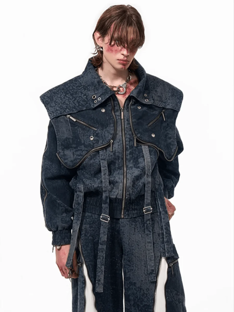 [STARTEXCEEDEND] Zipper structure splicing Jacket + Bottoms st1878