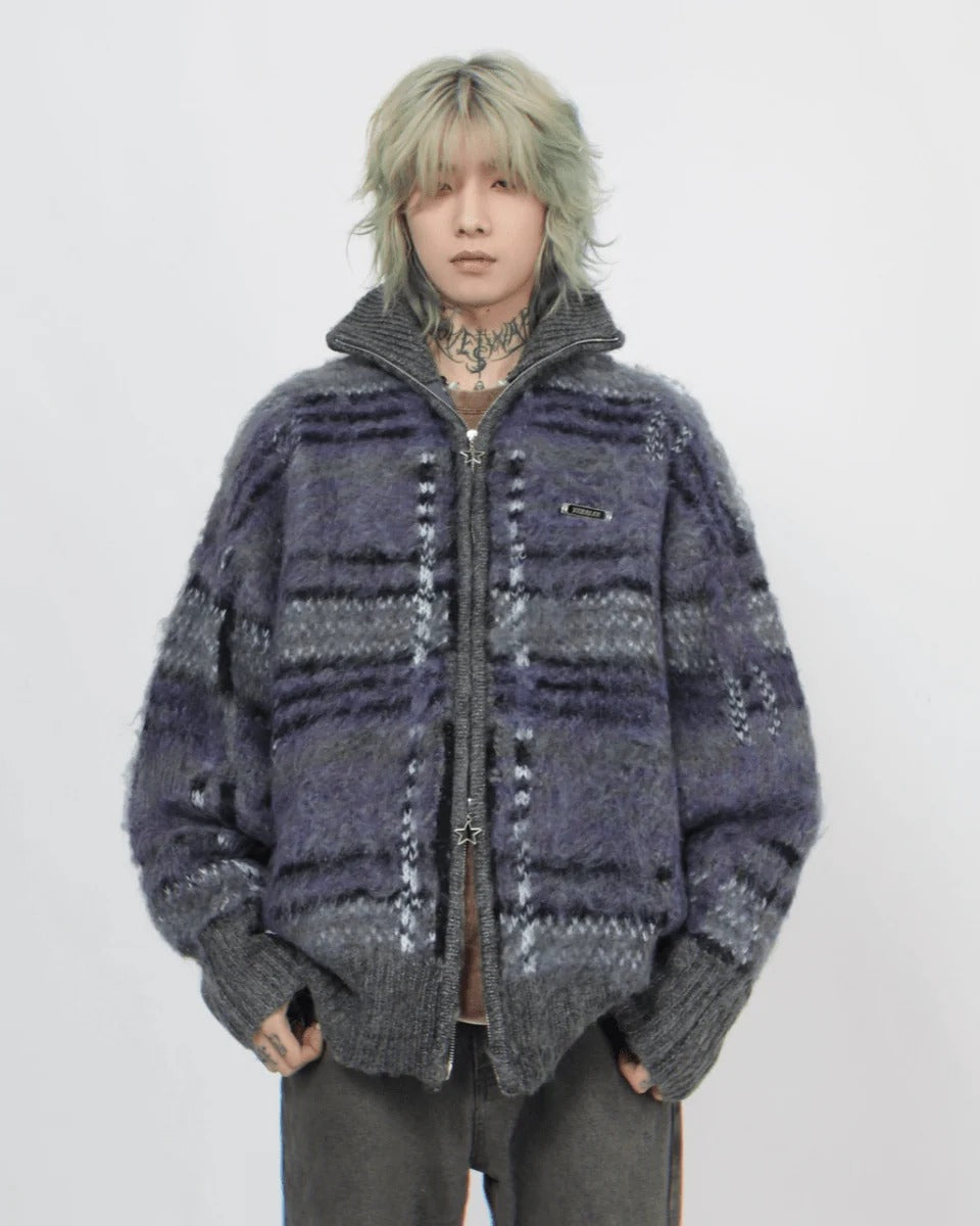 [Mz] 스트라이프 지퍼 가디건 스웨터 니트 ST1884