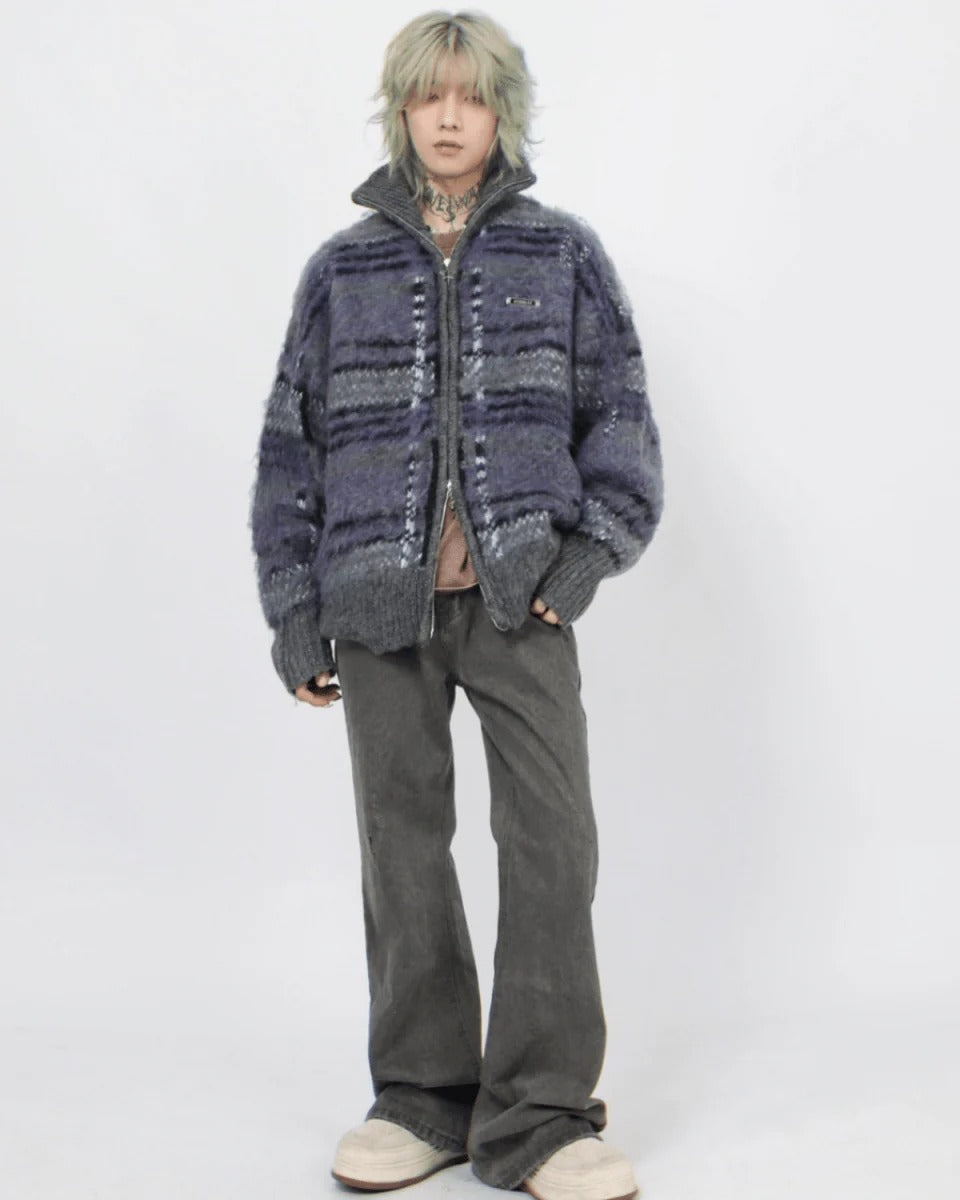 [Mz] 스트라이프 지퍼 가디건 스웨터 니트 ST1884