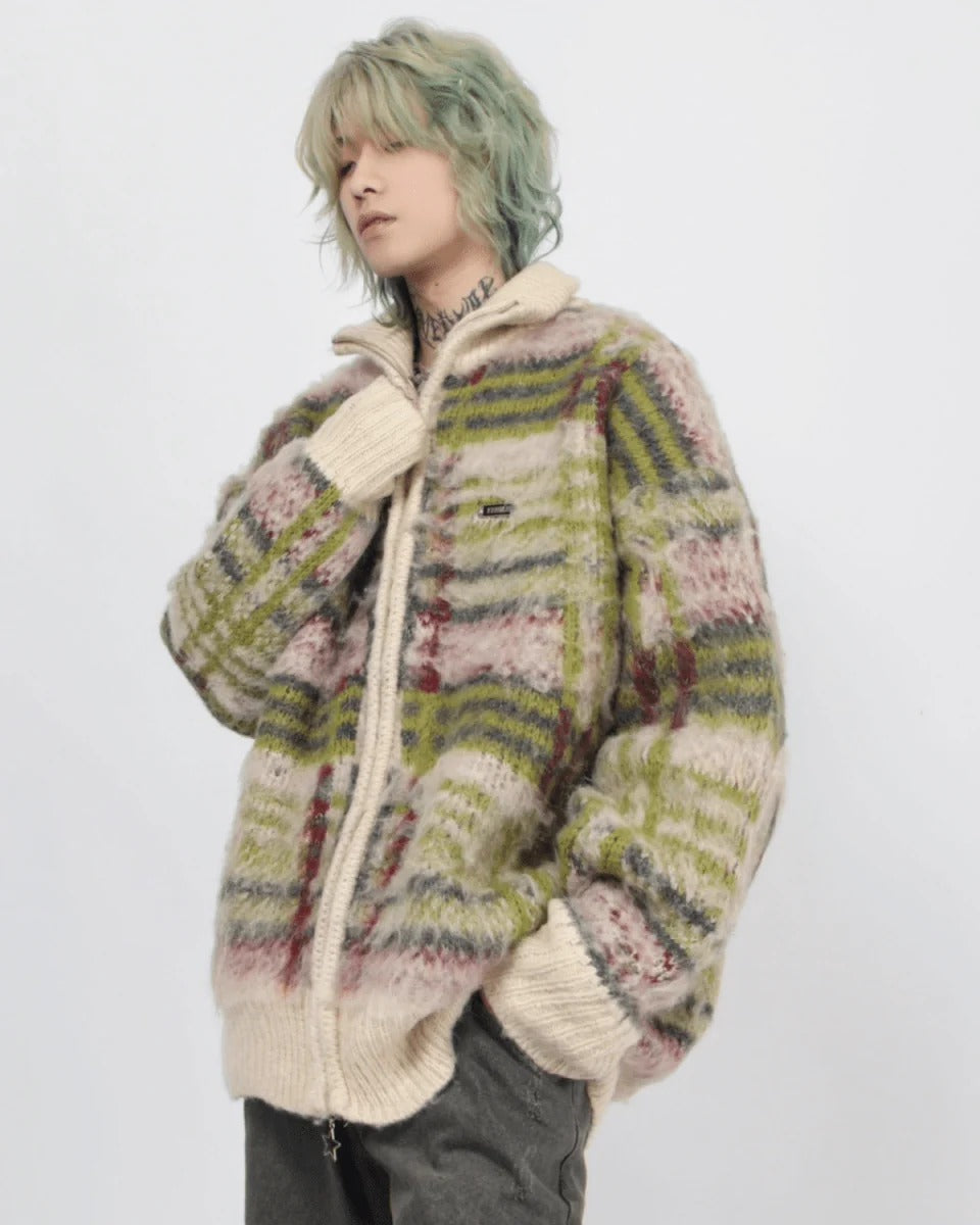 [Mz] 스트라이프 지퍼 가디건 스웨터 니트 ST1884